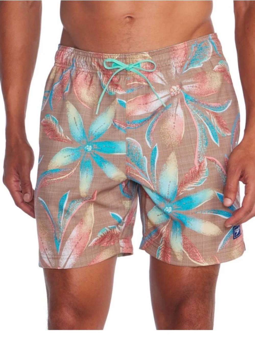 NWT S Speedo Print Redondo Edge Men’s 17” Mid-Length Volley Shorts Swim Trunks